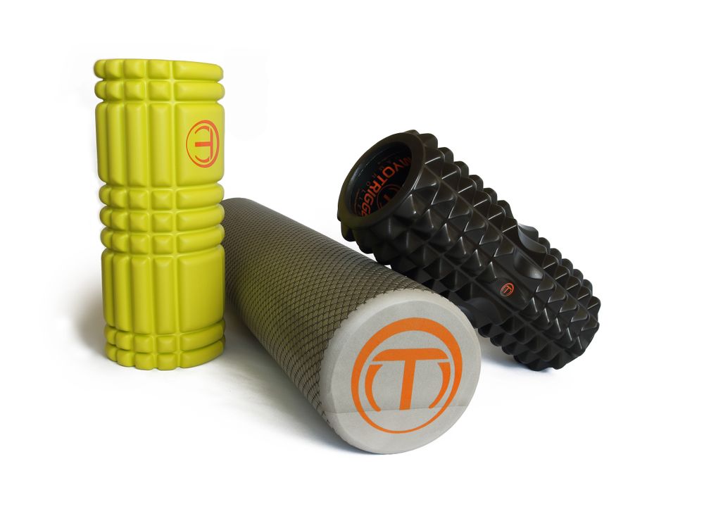 Foam roller, massage ball and cork roller recovery set